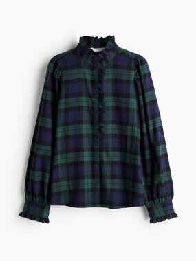 Ruffle-Trimmed Twill Blouse from H and M